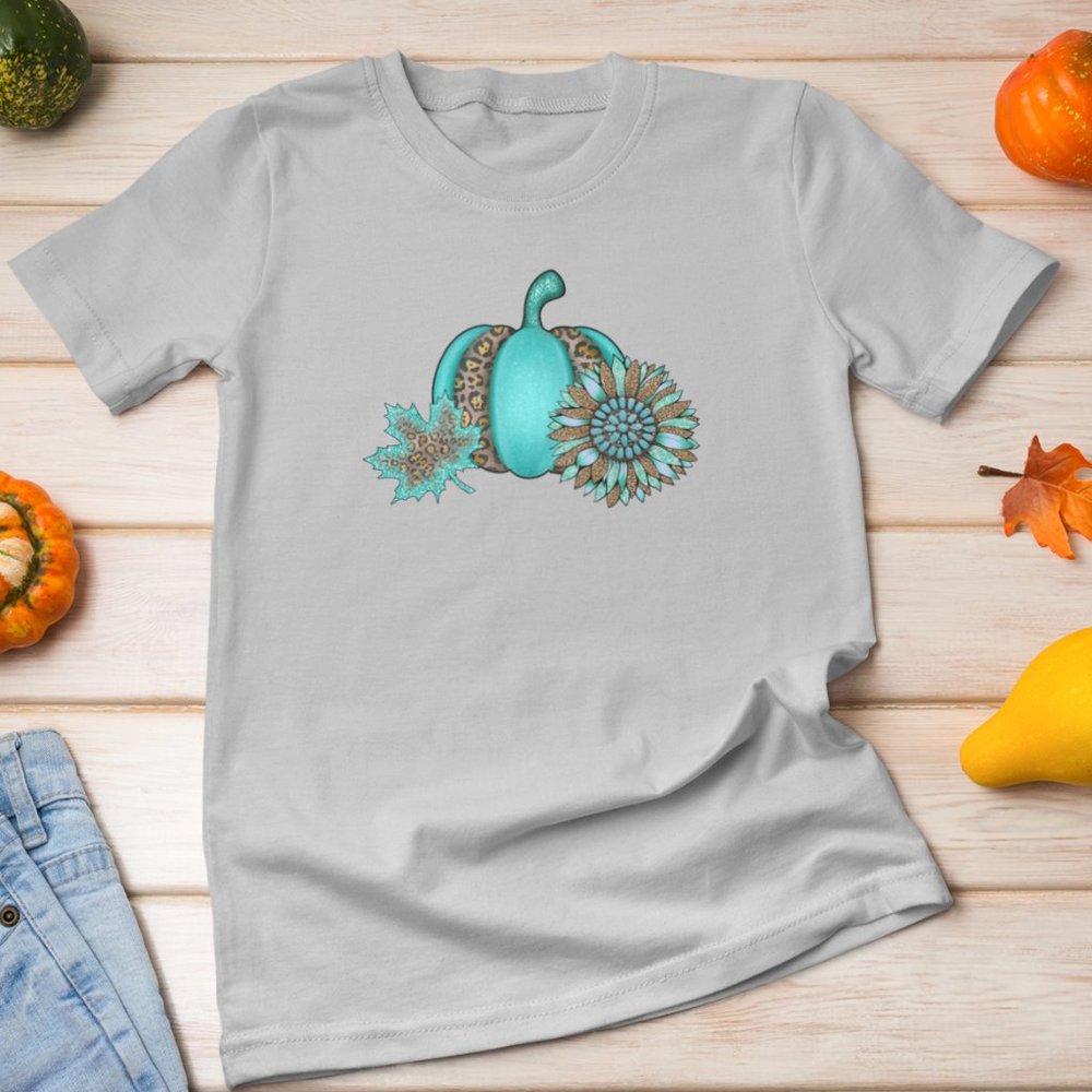 Fall Womens Graphic Teal Pumpkin Design